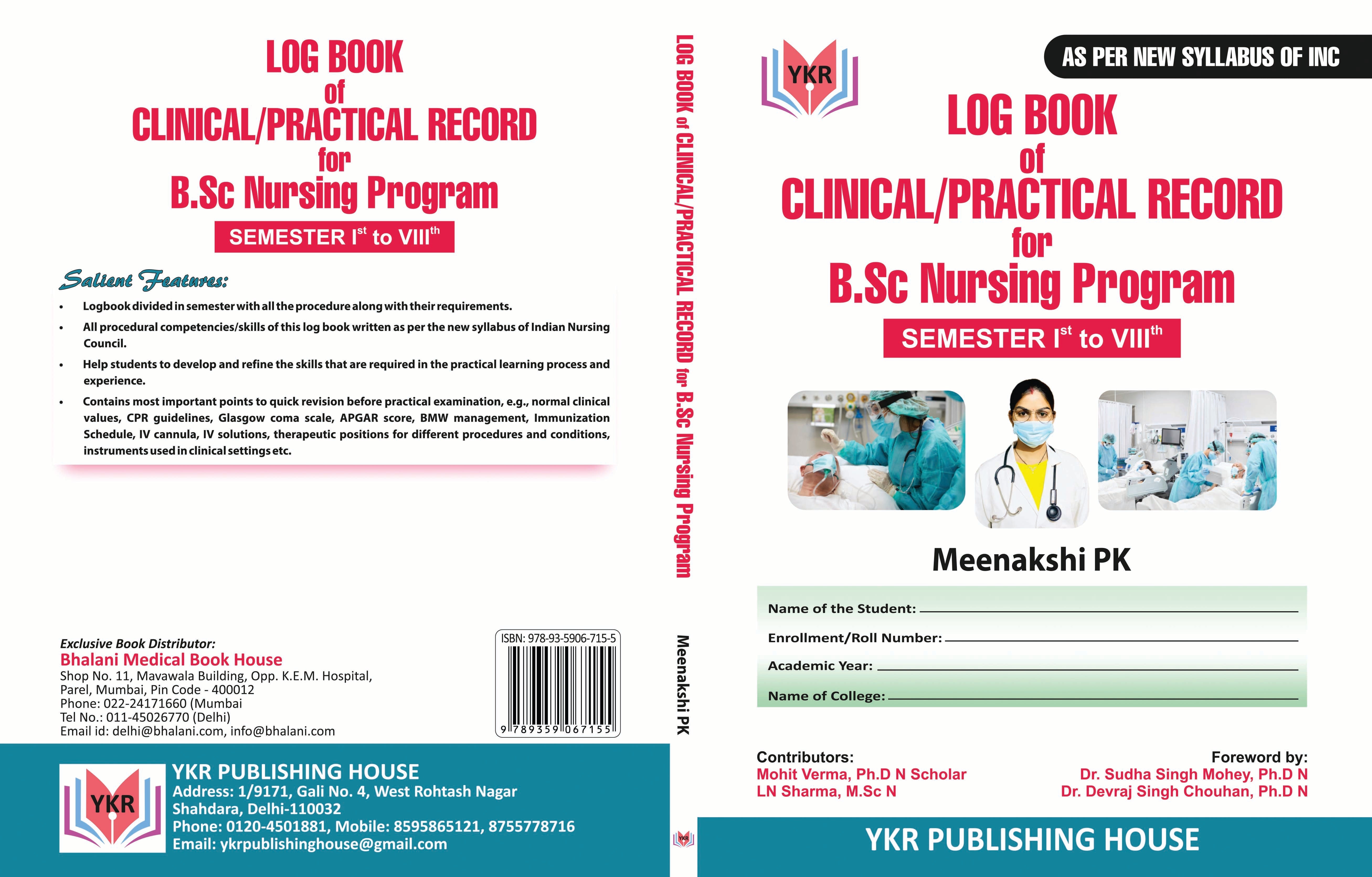 LOG BOOK OF CLINICAL/PRACTICAL RECORD FOR BSC NURSING PROGRAM (EXCLUSIVE)